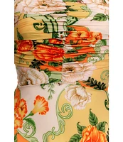 Agua Bendita Arista Floral Knit Print Square Neck Sleeveless Tie Back Maxi Dress