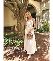 Agua Bendita Emerald Embroidered Square Neck Sleeveless Maxi Dress