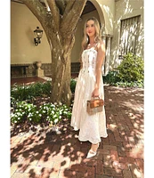 Agua Bendita Emerald Embroidered Square Neck Sleeveless Maxi Dress