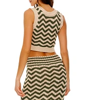 Agua Bendita Emory Chevron Knit Round Neck Coordinating Sleeveless Crop Top