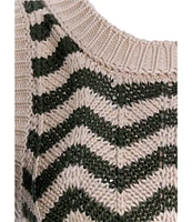 Agua Bendita Emory Chevron Knit Round Neck Coordinating Sleeveless Crop Top