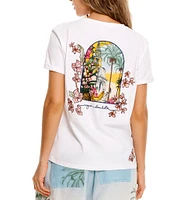Agua Bendita Gea Ventura Embroidered Crew Neck Short Sleeve Tee Shirt