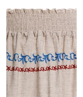 Agua Bendita Jenna Blush Floral Embroidered Smocked Waist Maxi Skirt