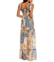 Agua Bendita Lucery Blush Square Neck Sleeveless Tiered Maxi Dress