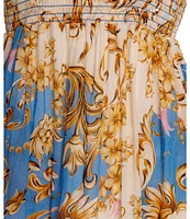 Agua Bendita Lucery Blush Square Neck Sleeveless Tiered Maxi Dress