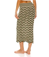 Agua Bendita Mira Chevron Embroidered Knit Pull-On Coordinating Midi Skirt