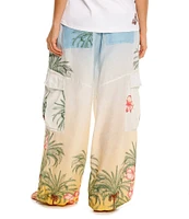 Agua Bendita Oriana Ventura Tropical Palm Tree Print Elastic Waist Cargo Pants
