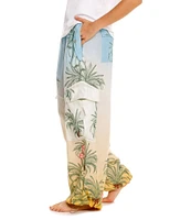 Agua Bendita Oriana Ventura Tropical Palm Tree Print Elastic Waist Cargo Pants