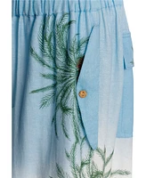 Agua Bendita Oriana Ventura Tropical Palm Tree Print Elastic Waist Cargo Pants