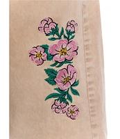 Agua Bendita Rainy Nopal Embroidered Floral Frayed Hem Shorts