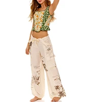 Agua Bendita Sinclair Floral Print Square Neck Sleeveless Peplum Top