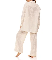 Agua Bendita Swan Floral Embroidered Collar Neck Long Sleeve Tie Front Shirt