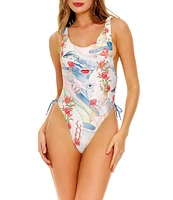 Agua Bendita Tribeca Nacar Lace-Up One Piece Swimsuit