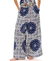 Agua Bendita Coordinating Winter Printed Elastic Waist Wide Leg Pants