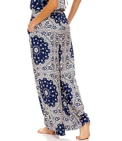 Agua Bendita Coordinating Winter Printed Elastic Waist Wide Leg Pants