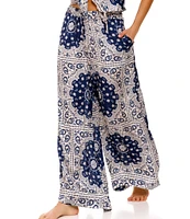 Agua Bendita Coordinating Winter Printed Elastic Waist Wide Leg Pants