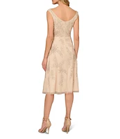 Aidan Mattox Beaded Mesh Sweetheart Neck Sleeveless Cocktail Dress