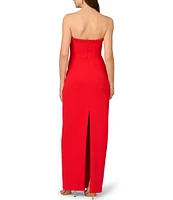 Aidan Mattox Beaded Strapless Bonded Crepe Column Gown