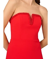 Aidan Mattox Beaded Strapless Bonded Crepe Column Gown