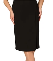 Aidan Mattox Crepe Off-the-Shoulder Neck Ruffle Sleeve Side Slit Dress