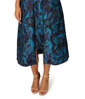 Aidan Mattox Floral Jacquard Strapless Sleeveless Flared Skirt A-Line Dress