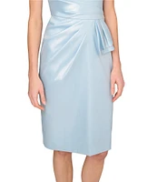 Aidan Mattox Foiled Mikado One Shoulder Neck Sleeveless Sheath Midi Dress