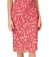 Aidan Mattox Halter Sleeveless Floral Beaded Mesh Sheath Dress