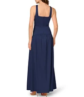 Aidan Mattox Mikado Square Neck Sleeveless Drop Waist Gown