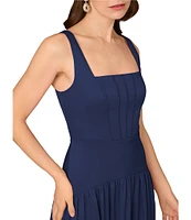 Aidan Mattox Mikado Square Neck Sleeveless Drop Waist Gown