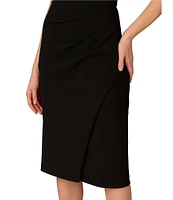 Aidan Mattox Off the Shoulder Lace Knit Crepe Sheath Midi Dress