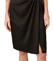 Aidan Mattox One Sleeve Twist Front Satin Blouson Dress
