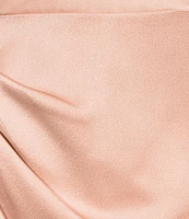 Aidan Mattox Satin Cowl Neck Sleeveless Side Ruffle Gown