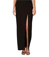 Aidan Mattox Stretch Crepe Strapless Beaded High Leg Sheath Gown