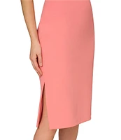 Aidan Mattox Stretch Crepe Strapless Beaded Trim Sheath Dress