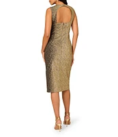 Aidan Mattox Stretch Jacquard Square Neck Sleeveless Sheath Dress