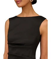 Aidan Mattox Stretch Mikado Boat Neck Sleeveless Sheath Gown