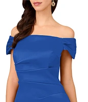 Aidan Mattox Stretch Mikado Off the Shoulder Short Sleeve Midi Dress