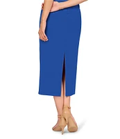 Aidan Mattox Stretch Mikado Off the Shoulder Short Sleeve Midi Dress
