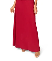 Aidan Mattox Stretch Mikado Plunging V-Neck Sleeveless Column Dress