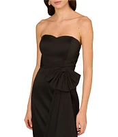 Aidan Mattox Stretch Mikado Strapless Sleeveless Taffeta Bow Drape Midi Sheath Dress