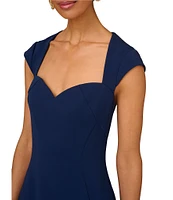 Aidan Mattox Stretch Sweetheart Neckline Cap Sleeve Contour Seams Gown