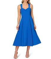 Aidan Mattox Taffeta Sweetheart Neck Twist Front Sleeveless Open Back Double Pleat Midi Dress