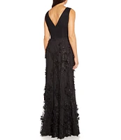 Aidan Mattox V-Neck Sleeveless Front Slit Gown