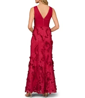 Aidan Mattox V-Neck Sleeveless Front Slit Gown