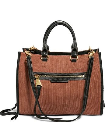 Aimee Kestenberg Stockbridge Corduroy Leather Triple Entry Satchel Bag