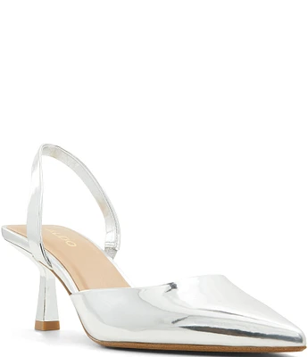 ALDO Brizza Mirror Metallic Patent Slingback Pumps