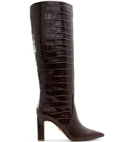 ALDO Cadigoder Crocodile Embossed Leather Tall Boots