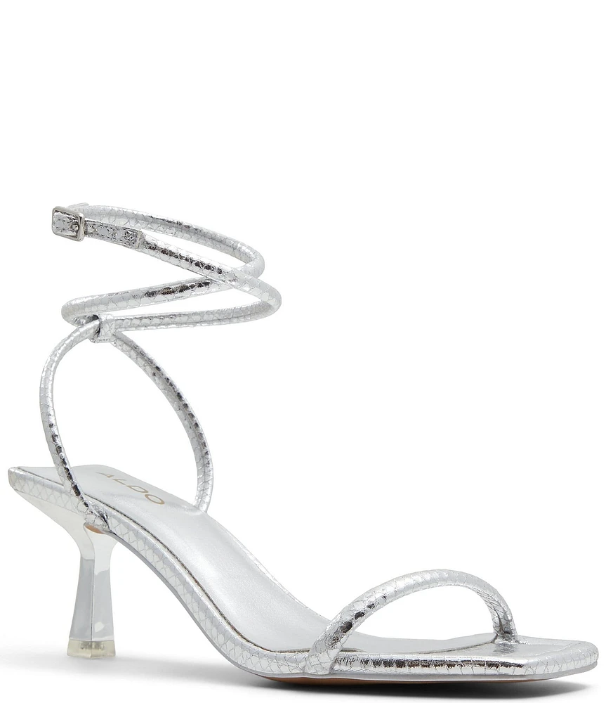 ALDO Dime Metallic Snake Embossed Square Toe Strappy Dress Sandals