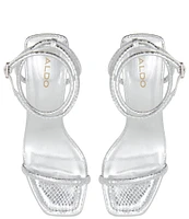 ALDO Dime Metallic Snake Embossed Square Toe Strappy Dress Sandals