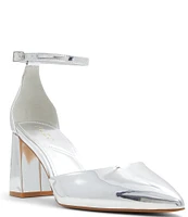 ALDO Jan Patent Mirror Metallic Ankle Strap Pumps